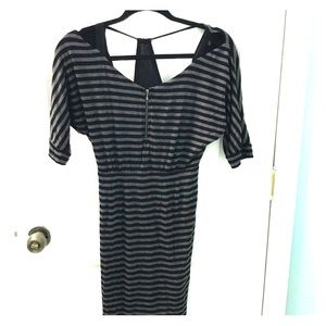 Guess dress, gray and black stripped, cut out back